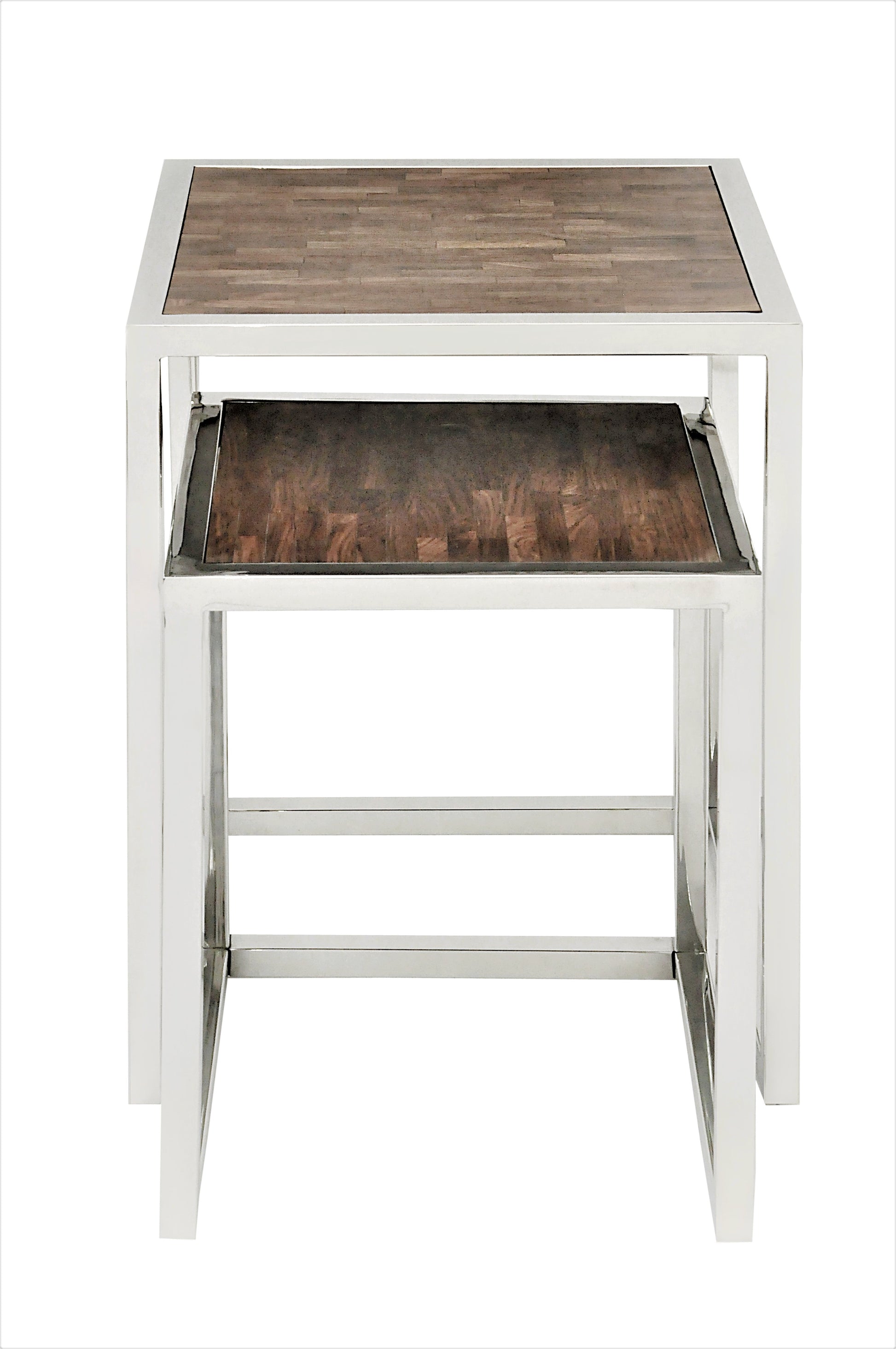 Front view of nesting table.