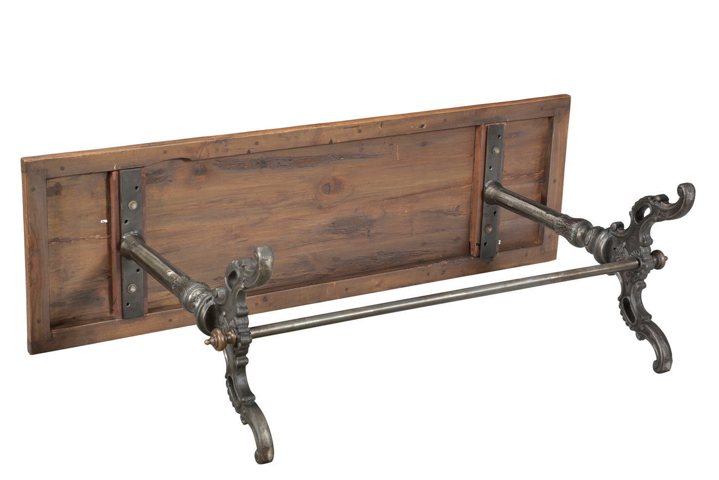 Back view of console table highlighting wood grain and texture.