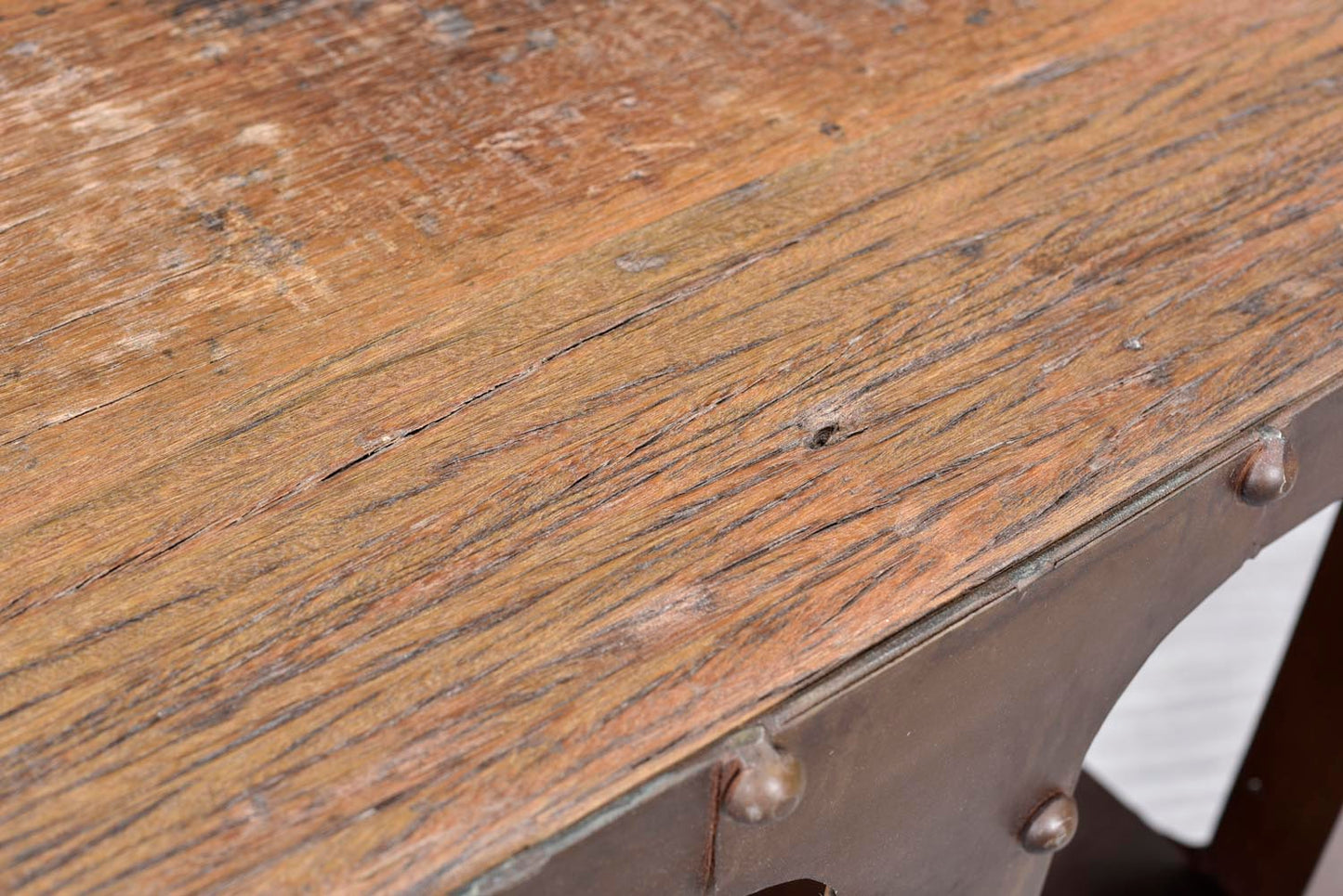 closed view of vintage-style end table with storage.