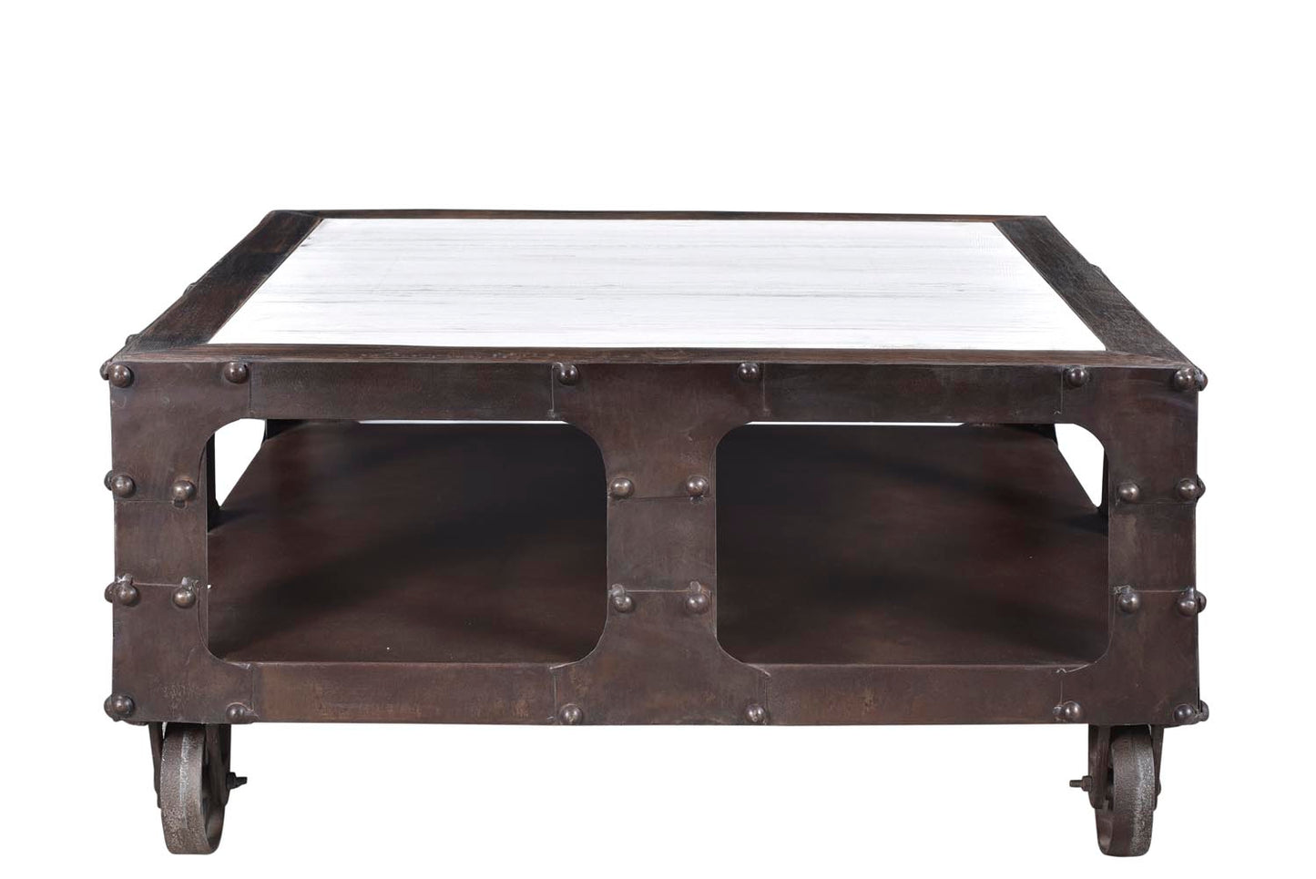 Front view of marble coffee table.