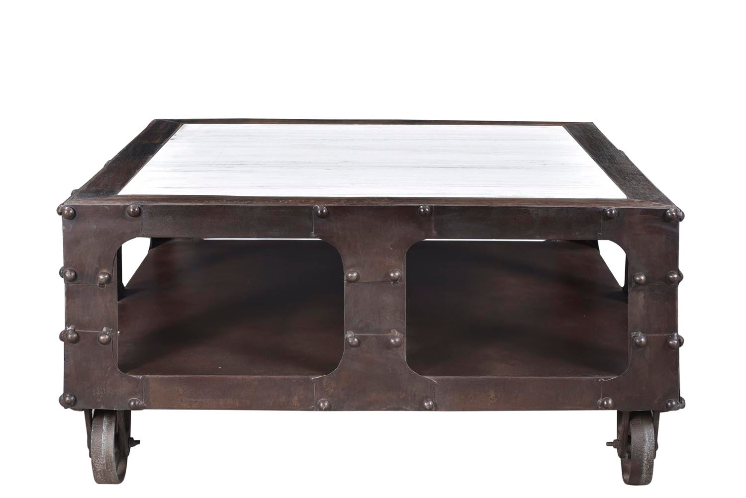 Front view of marble coffee table.