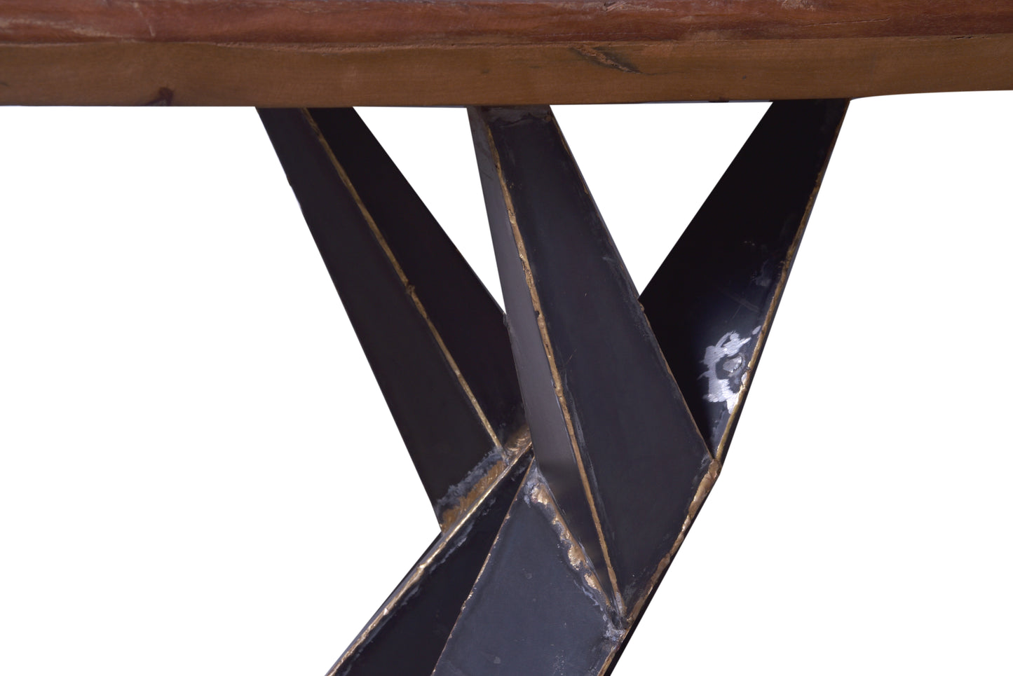 Close-up of the coffee table’s sturdy base.