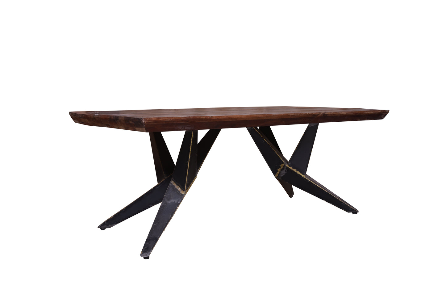 Elegant coffee table with iron legs.