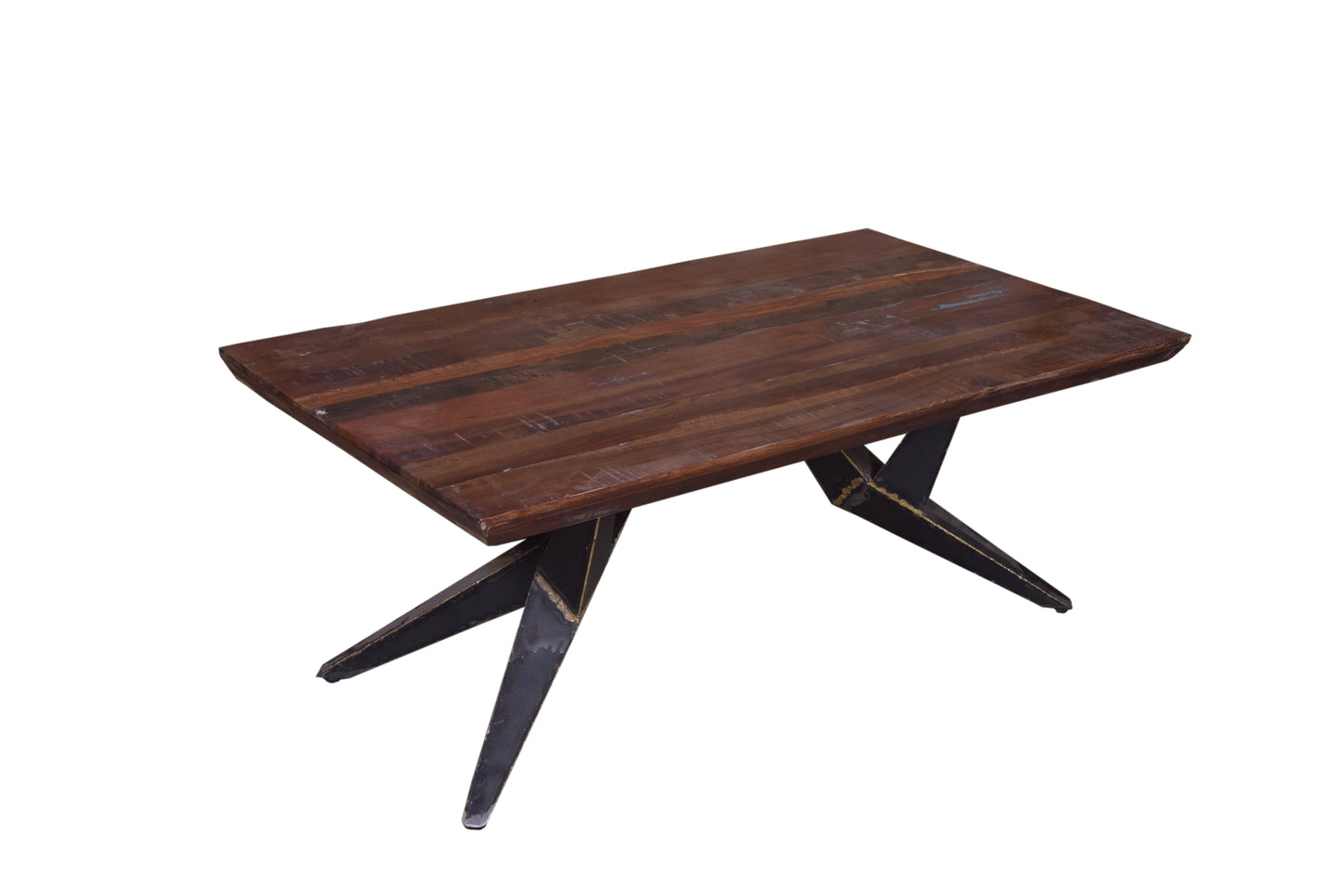 Side view of a handcrafted coffee table.