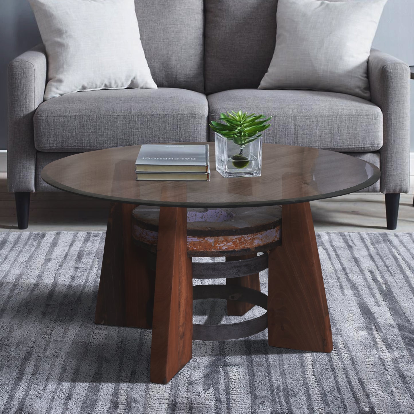 Coffee table in a modern living room setting.