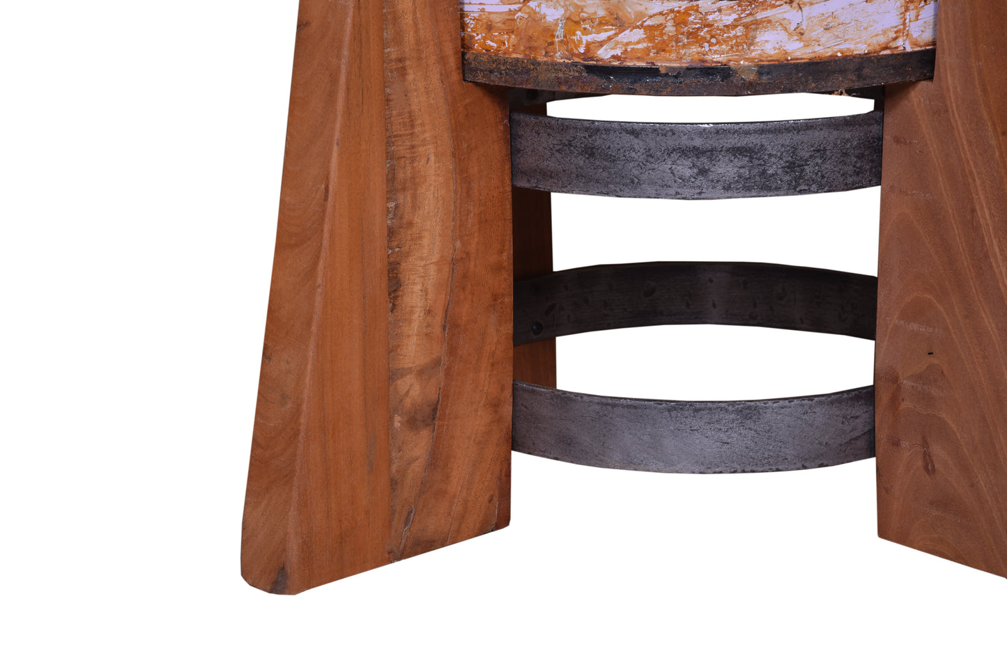 Close-up of the coffee table's wooden base.