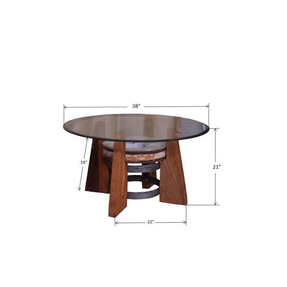 Rustic coffee table in a cozy home setup.