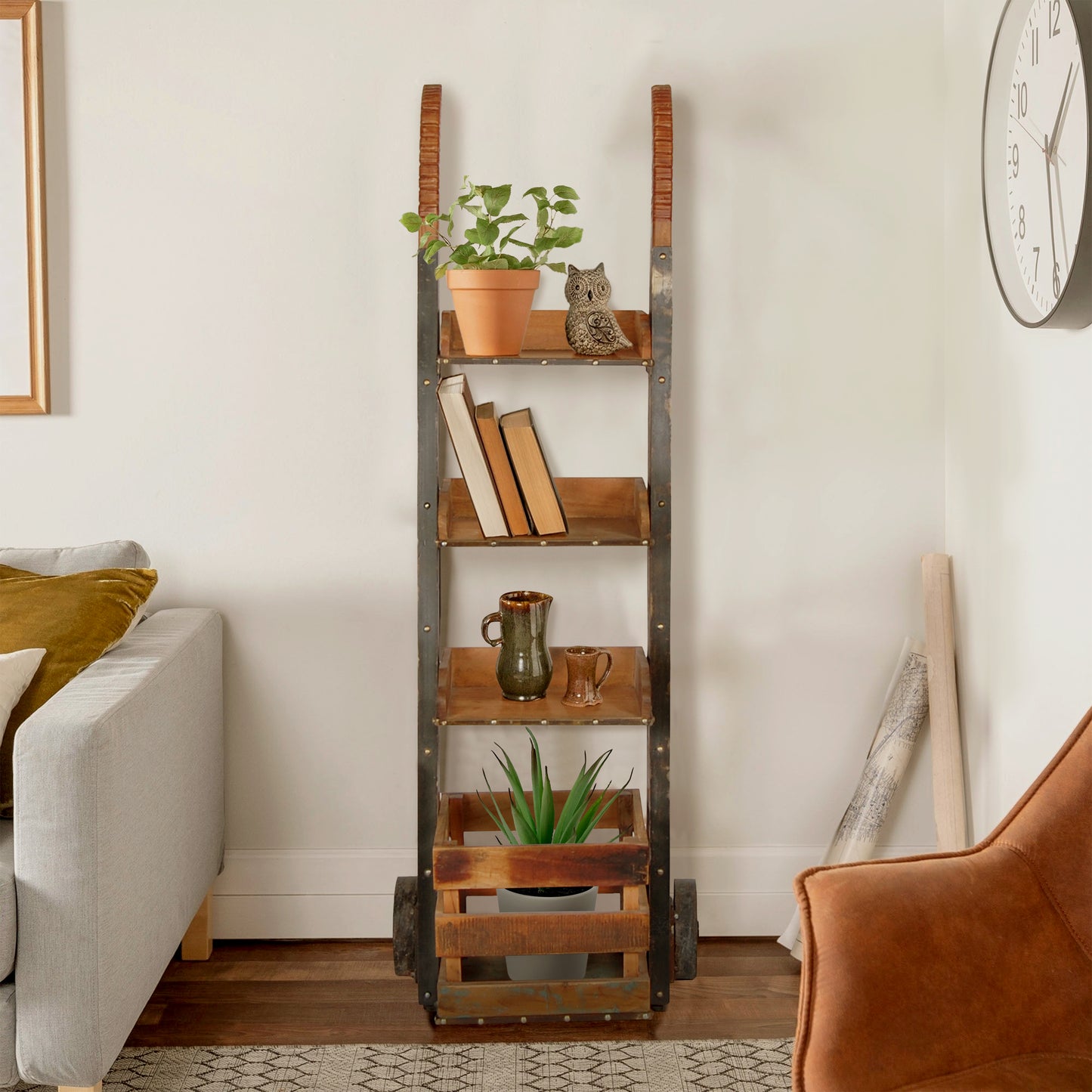 Norris Industrial Shelf in a modern living room.