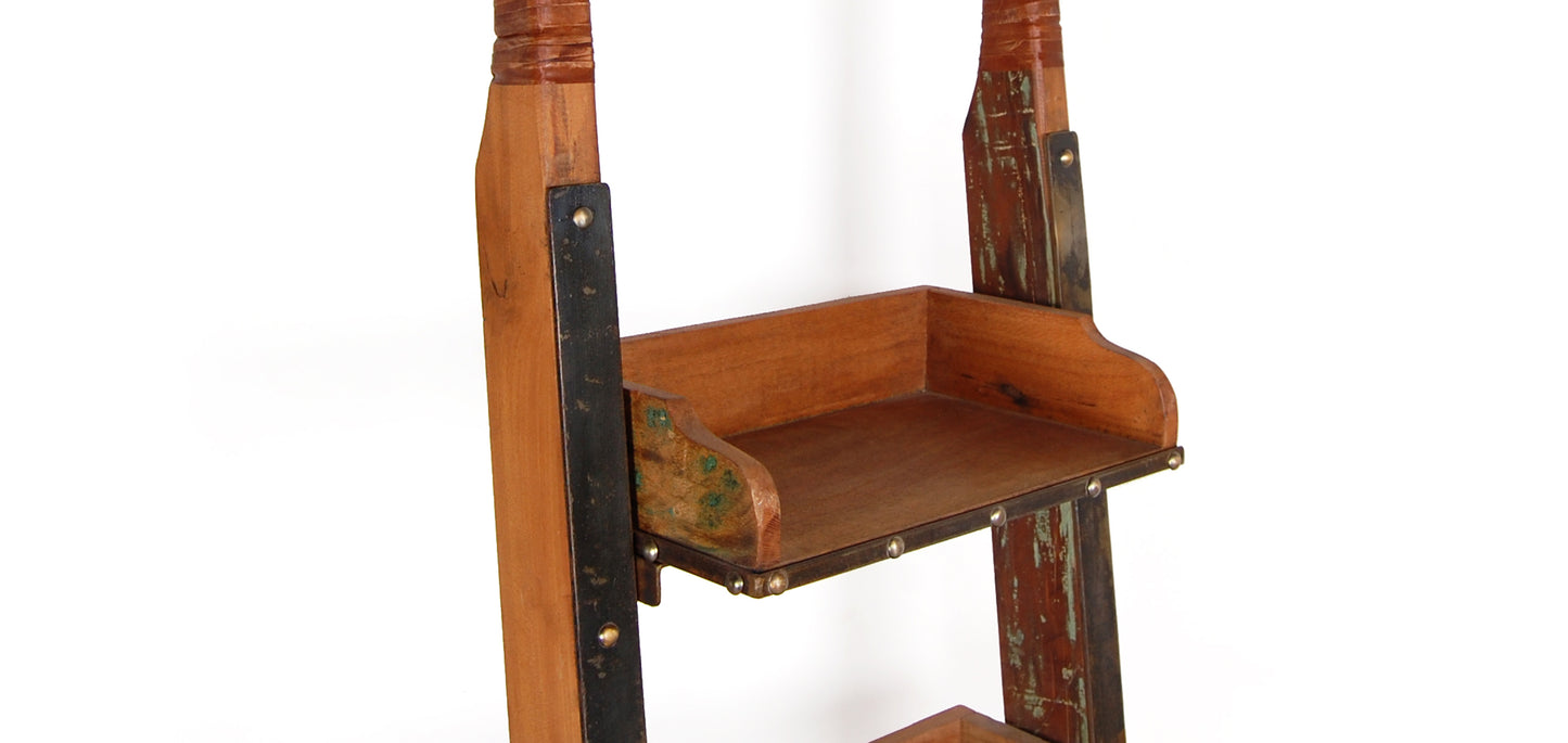 Close-up view of Norris Industrial Shelf’s wood texture.