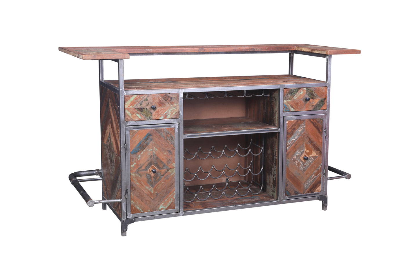 Angled view of home bar counter
