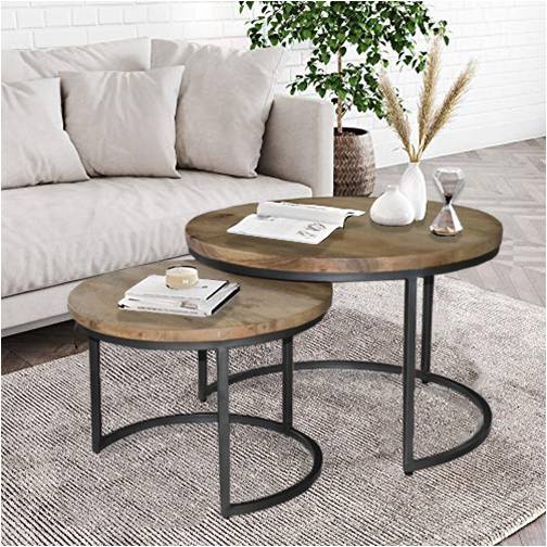Modern nesting tables in a cozy living room setup