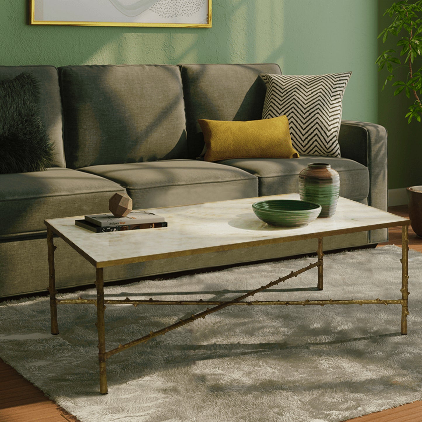 Luxury coffee table in a modern living room setup.