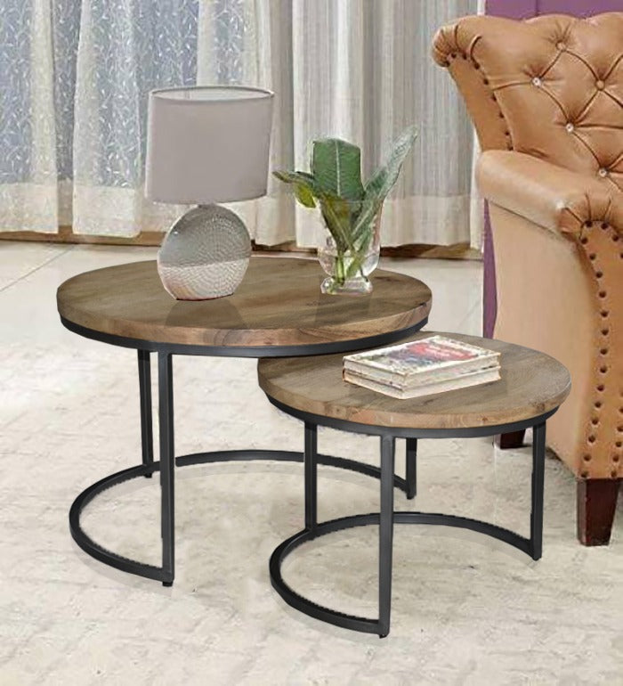 Rustic nesting table set made of reclaimed wood
