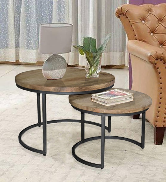 Rustic nesting table set made of reclaimed wood