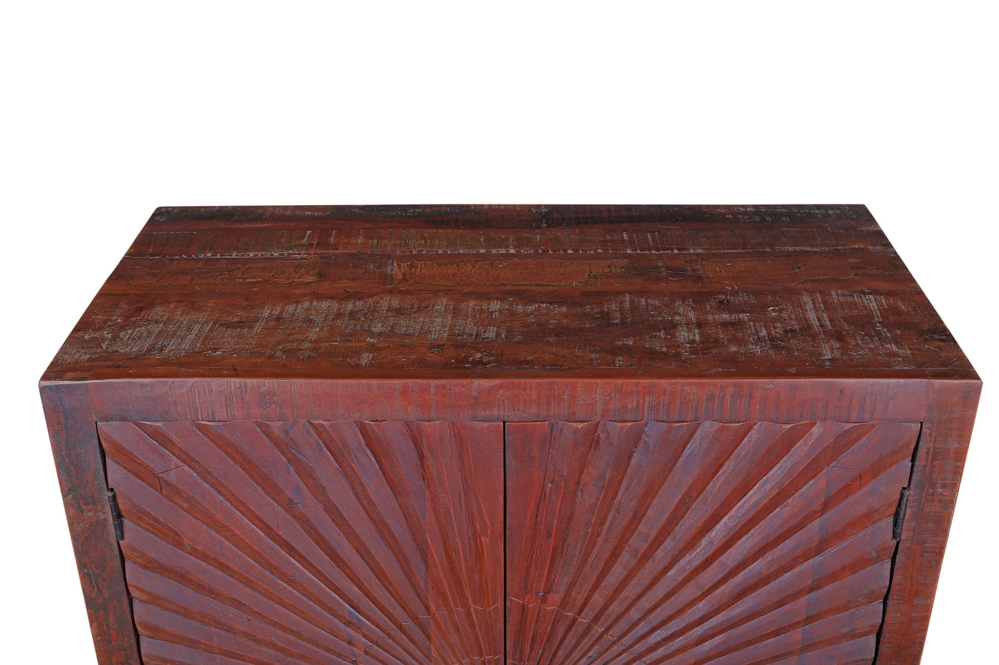 Top-down view highlighting the craftsmanship of the wine cabinet