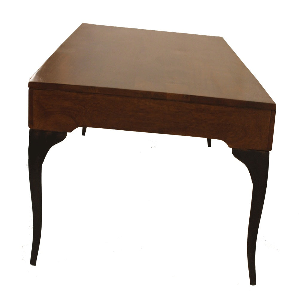 Angled view of the coffee table highlighting its storage space.