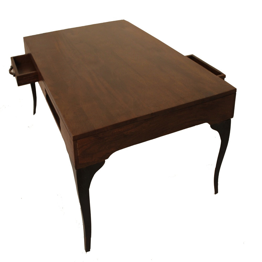 Vintage-style coffee table with intricate detailing.