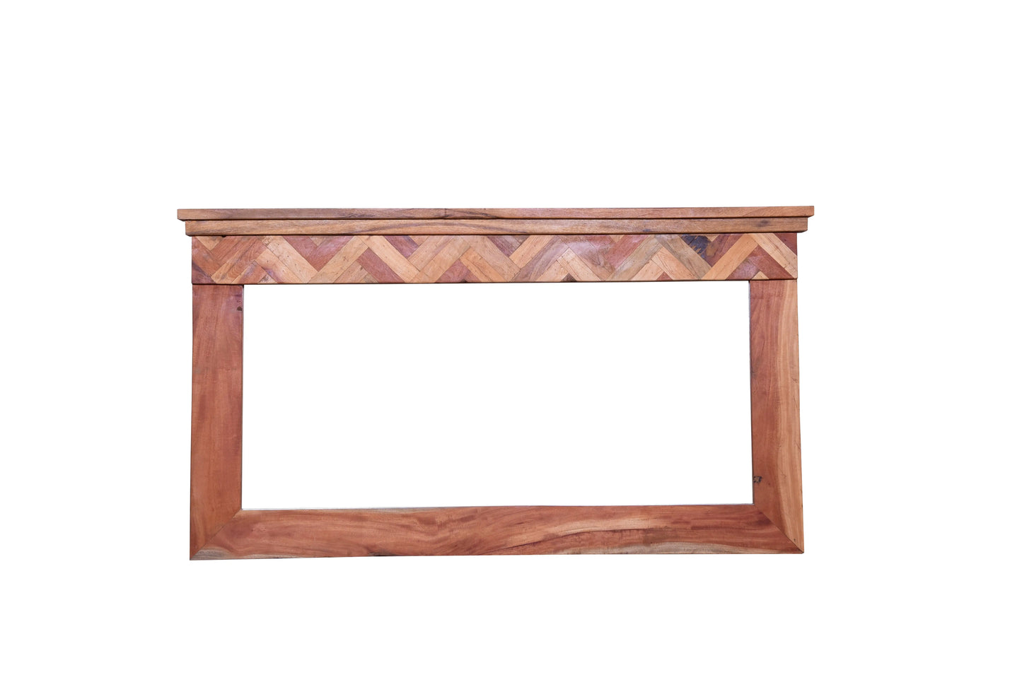 Detailed view of reclaimed wood Andover Mirror.