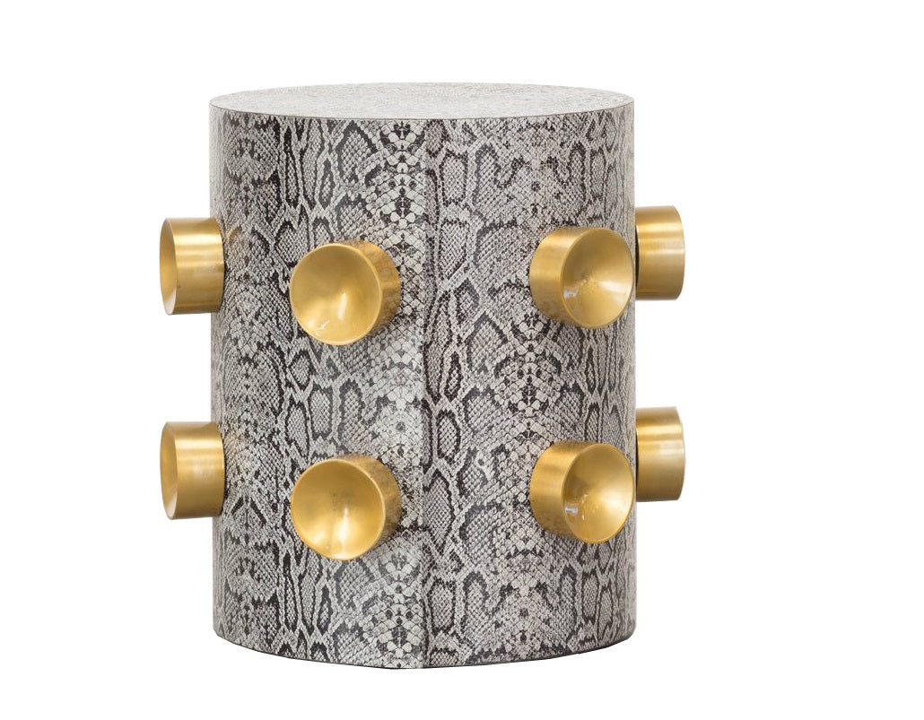 Side view of textured end table.