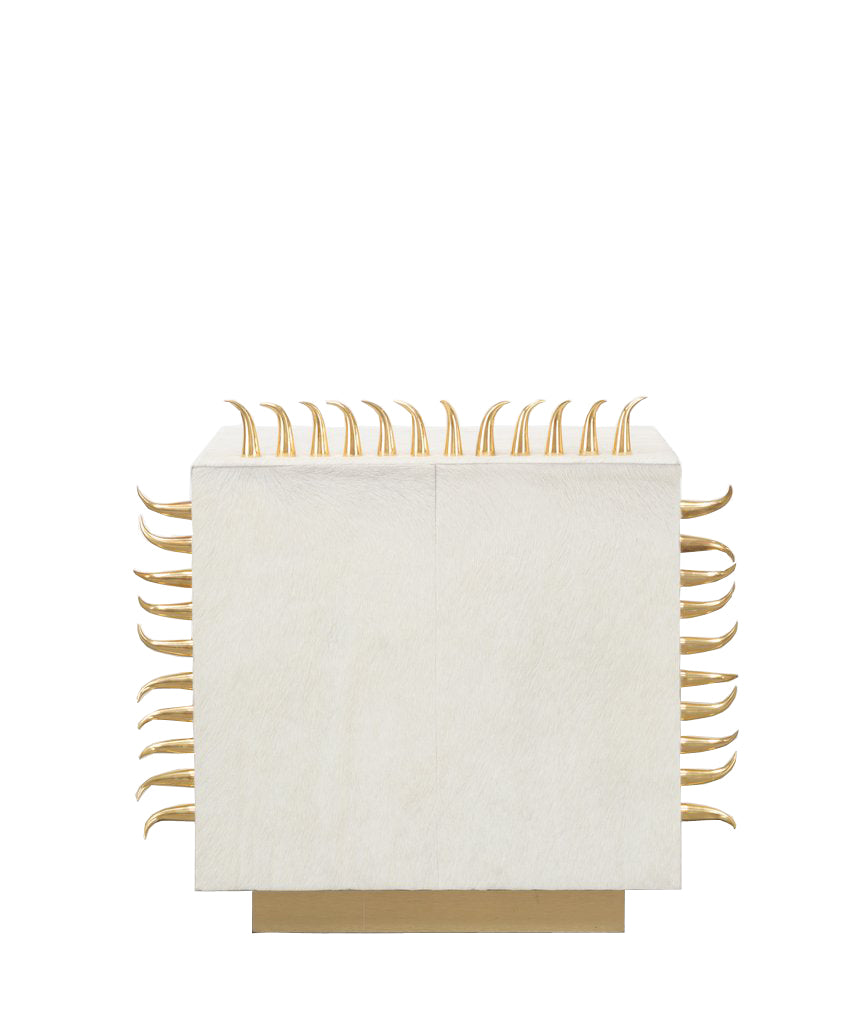 Side view of textured sidetable.