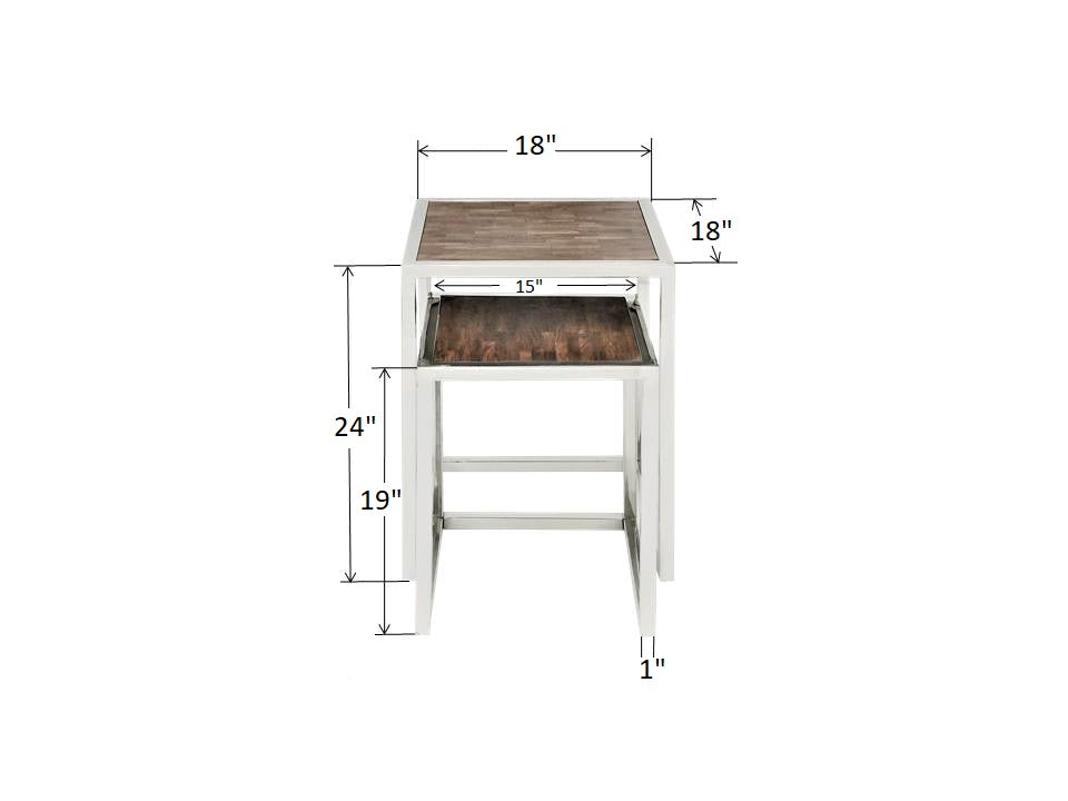 Modern nesting table with dimesnions.