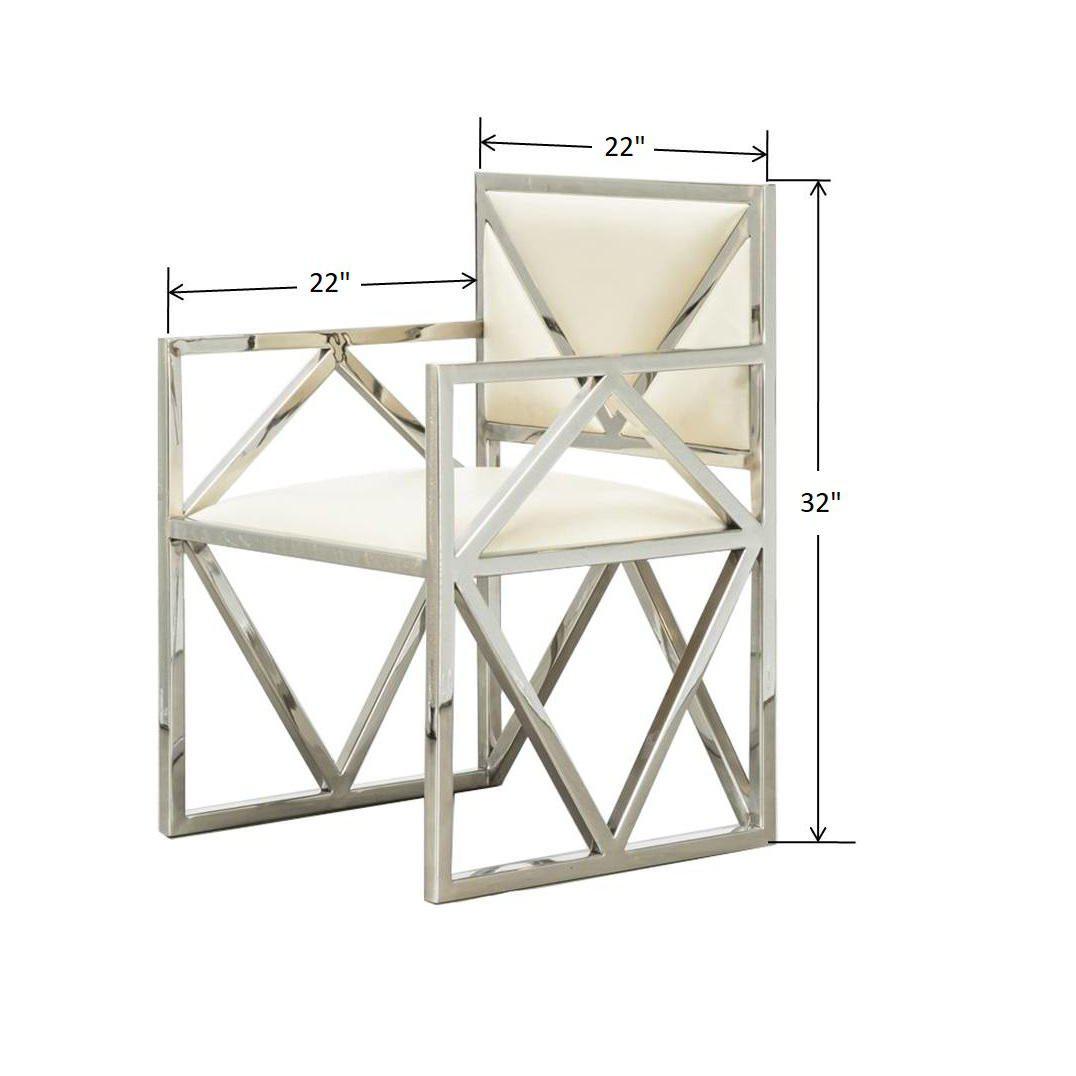 Modern chair in a sophisticated interior with dimensions.