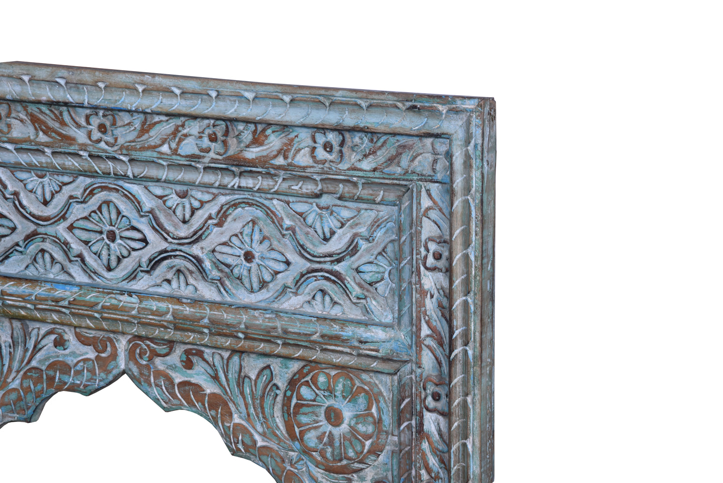Close-up details of an ornate mirror frame