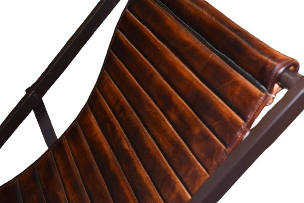 Top-down view highlighting wooden slats of Sling Chair