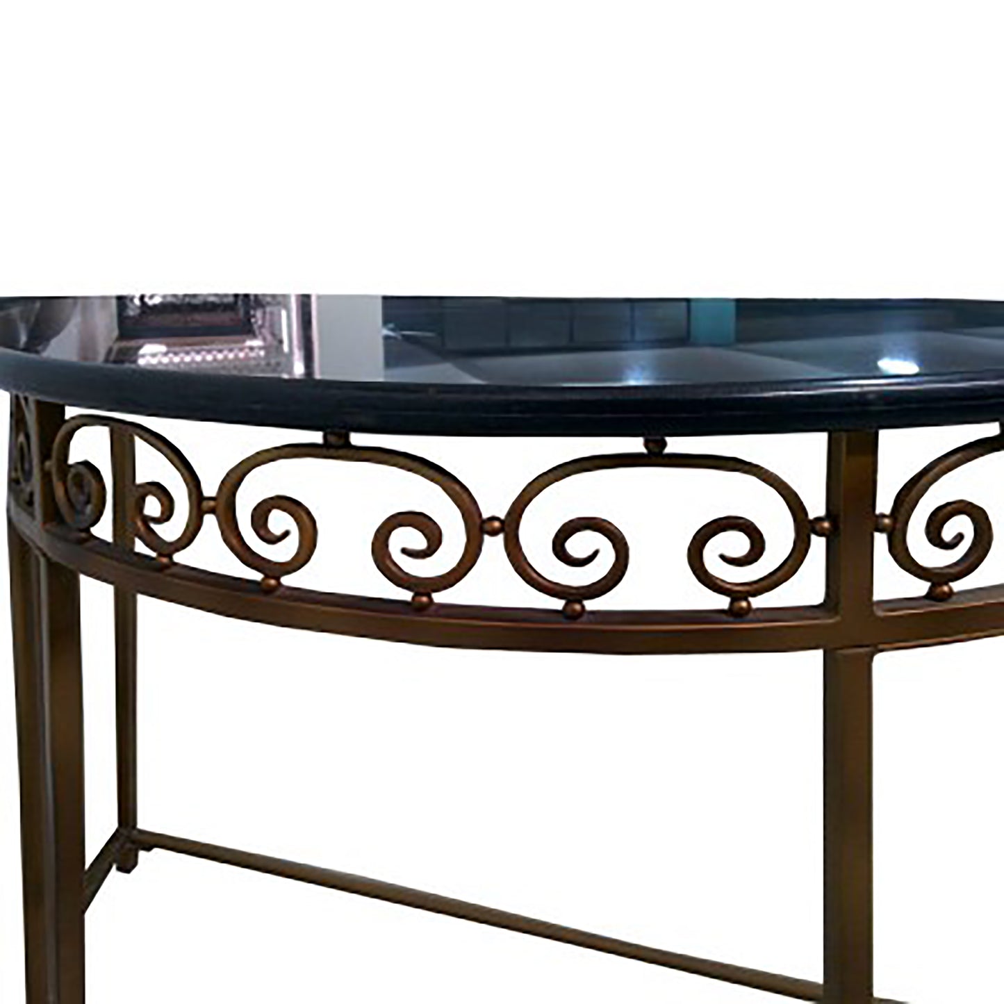 Close up of modern console table.