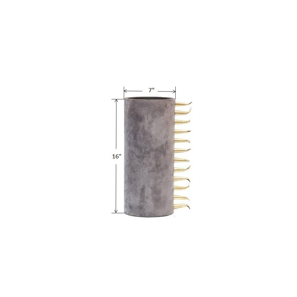 Soren Tall Suede Vase with dimensions