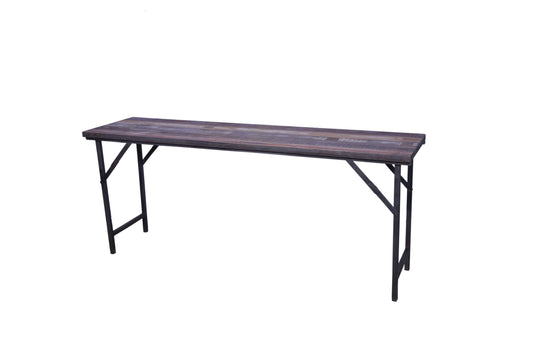 Close-up of folding table’s durable metal frame