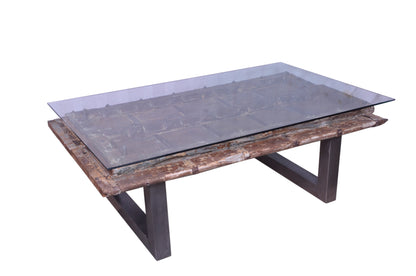 Boone Door Coffee Table With Glass Top