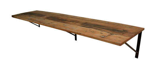 Top view of the wooden shelf showcasing its finish