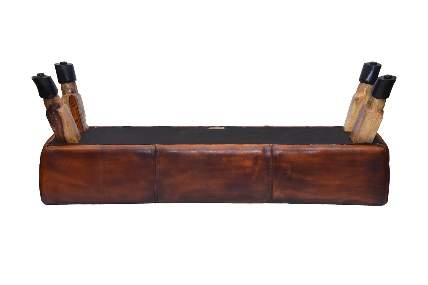 Taffey Brown Leather Horse Bench