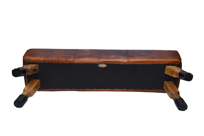 Taffey Brown Leather Horse Bench