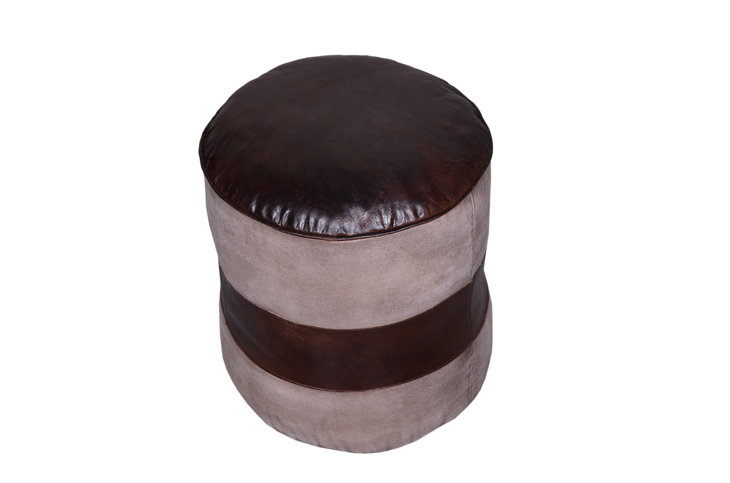 Tristin Round Leather Pouf