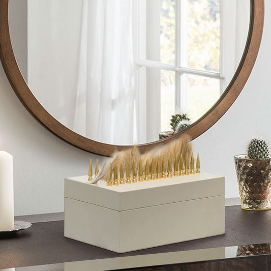 Cream Decorative box with gold spikes