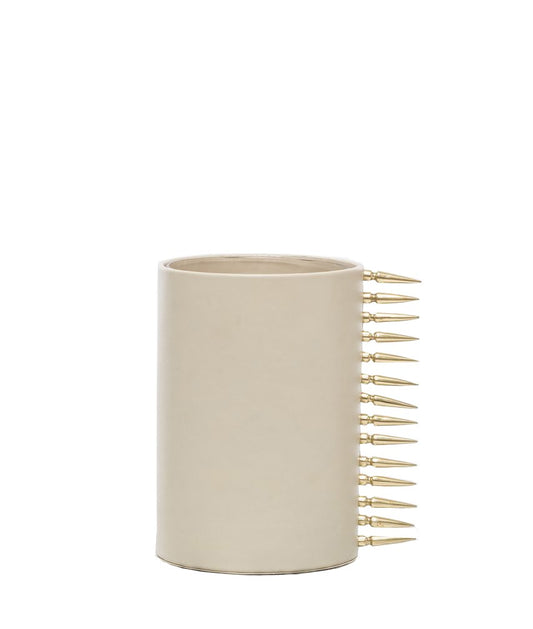 Tordis Small Leather Vase with plain background
