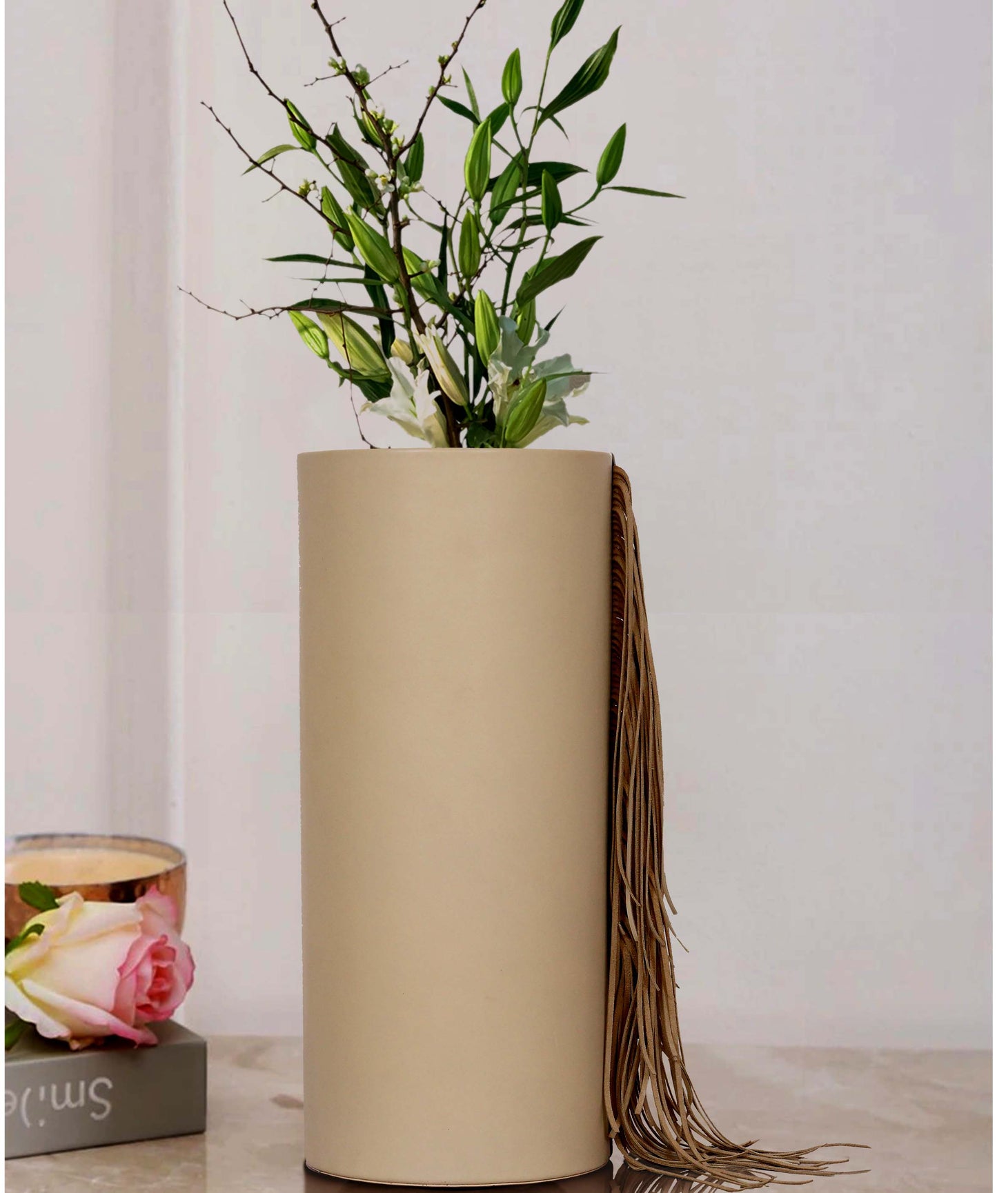 Sibilla Tall Leather Vase